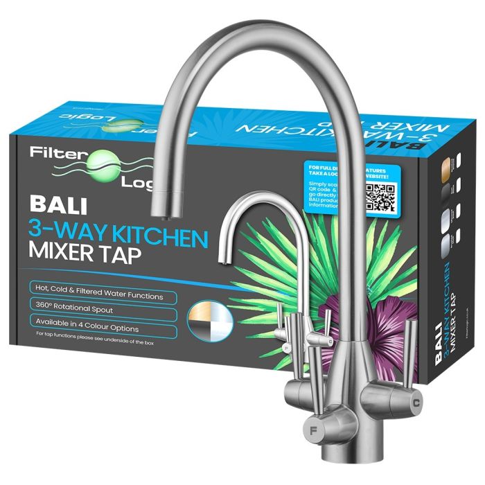 FilterLogic Bali 3 Way Triflow Tap - Brushed Steel