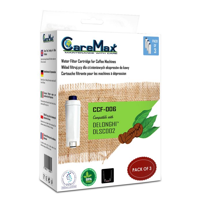 CCF-006 replacement water filter cartridge compatible with Delonghi DLSC002 (pack of 3)