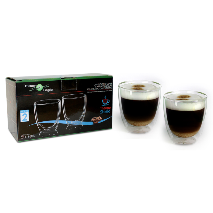 FilterLogic CFL-660B Double Wall Cappuccino Glasses(Twin Pack)