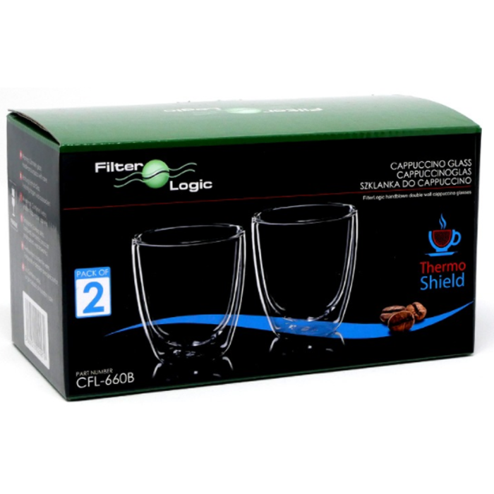 FilterLogic CFL-660B Double Wall Cappuccino Glasses(Twin Pack)