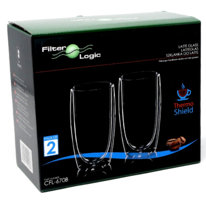 FilterLogic CFL-670B Double Wall Latte Glasses (Twin Pack)