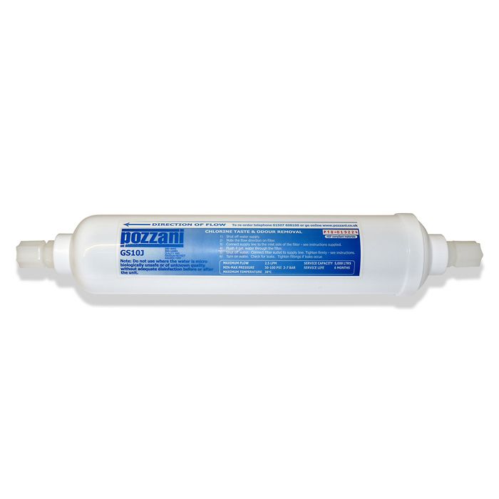 Pozzani GS10J 1/4" Inline Fridge Filter for Samsung, LG, Daewoo