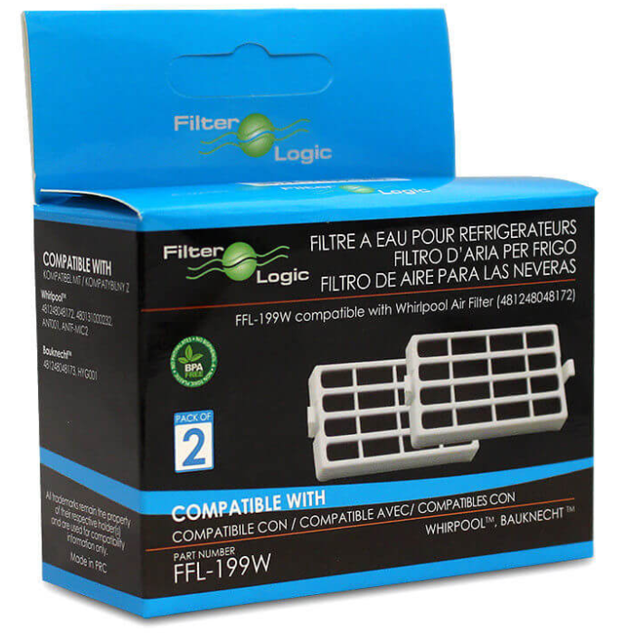 FilterLogic FFL-199W Fridge Air Filter Compatible with Whirlpool 481248048172 (Twin Pack)