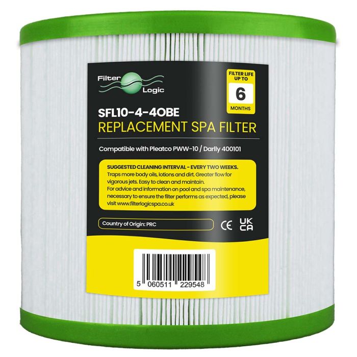 FilterLogic SFL10-4-4OBE Hot Tub Spa Filter Compatible with Pleatco PWW10 & Darlly SC750