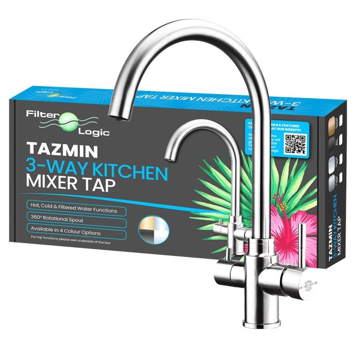 FilterLogic Tazmin 3 Way Triflow Tap - Mirrored Steel