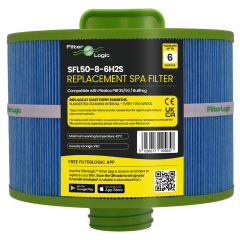 FilterLogic SFL50-8-6H2S Spa Hot Tub Filter Compatible with Pleatco PBF35 / Bullfrog